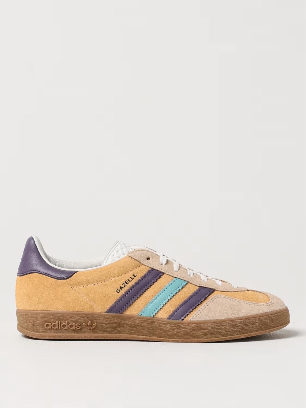 adidas Gazelle Men’s Suede Sneaker in Beige, Purple & Teal